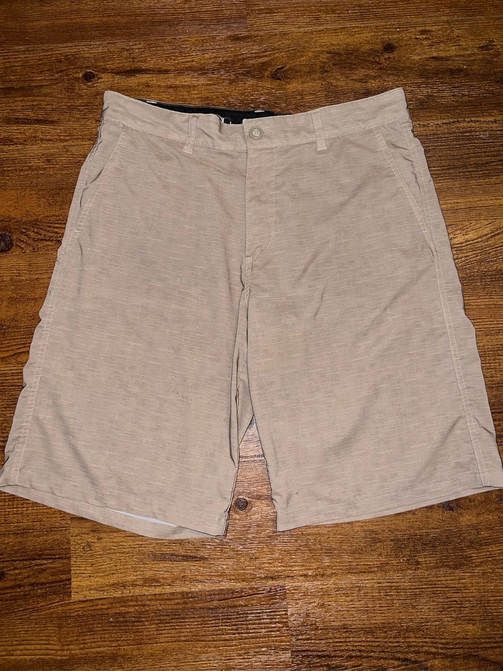 OP Men's Khaki Hybrid Flat Front Stretch Performance Casual Shorts Size 34